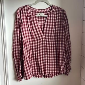 LOFT red, black, and white buffalo plaid top. Size M.